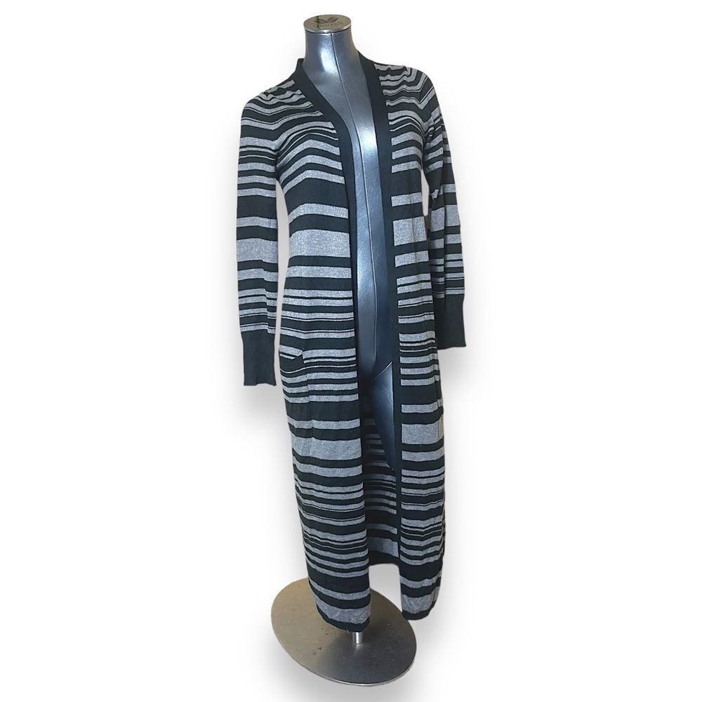 United colors of Benetton maxi duster cardigan sweater open striped medium